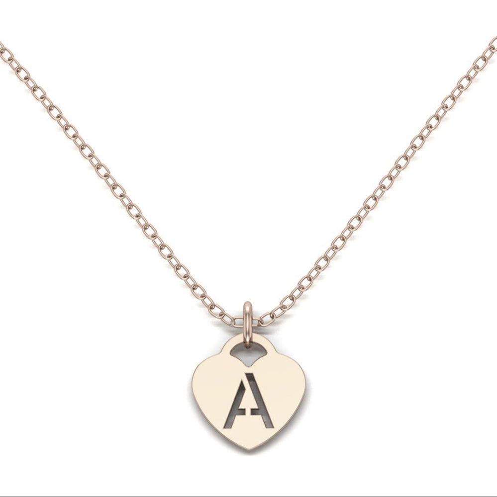 Heart initial cut through necklace