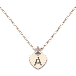 Heart initial cut through necklace