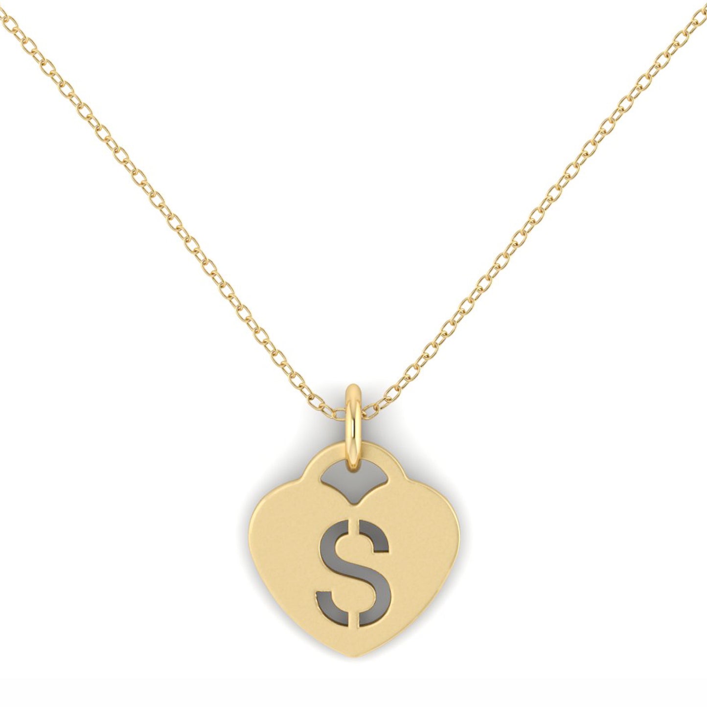 Heart initial cut through necklace
