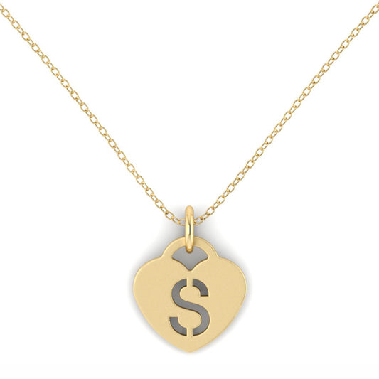 Heart initial cut through necklace