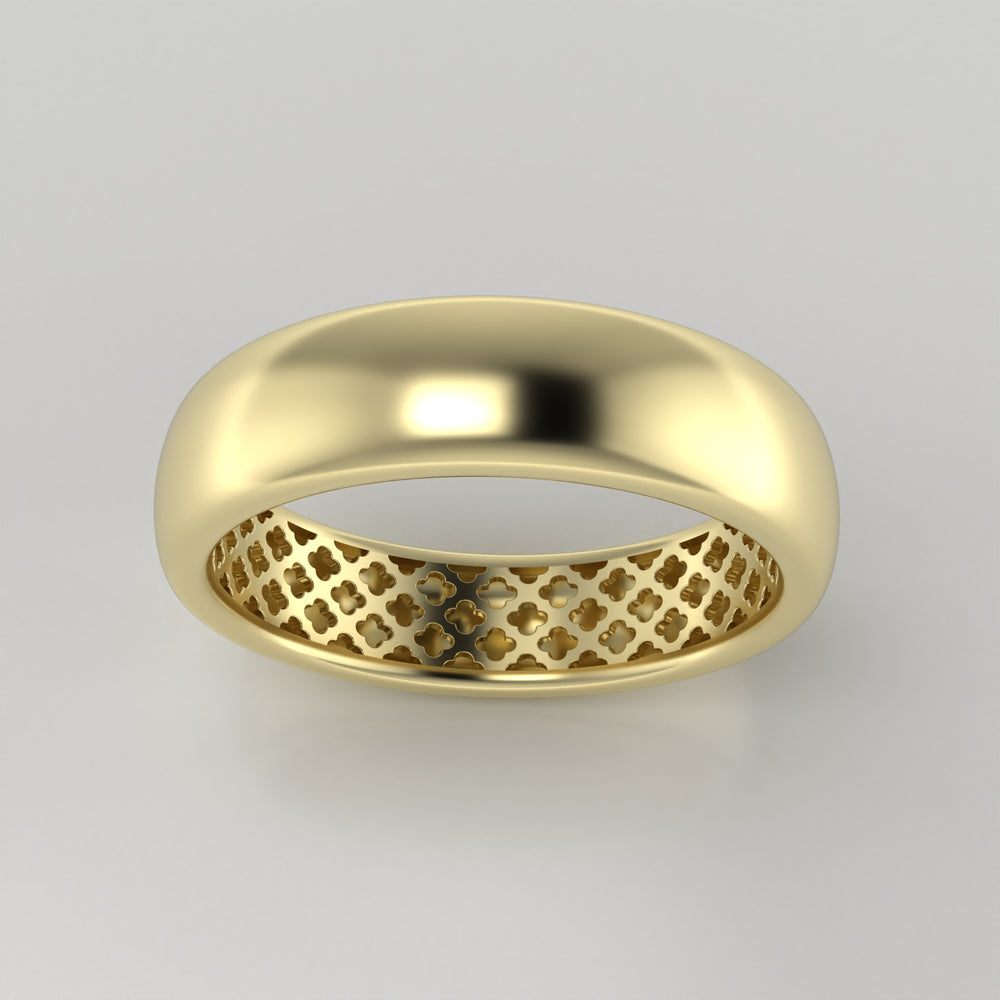 The Radiant Hollow Elegance Gold Band Ring