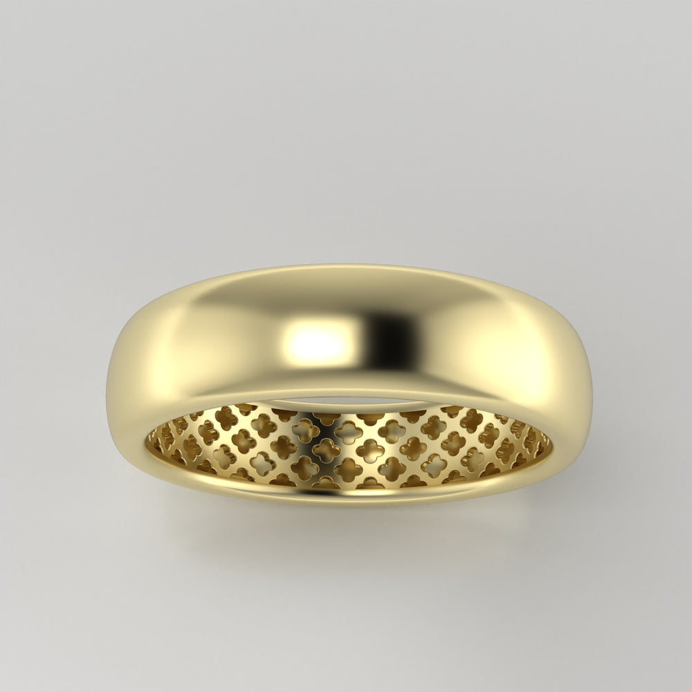 The Radiant Hollow Elegance Gold Band Ring