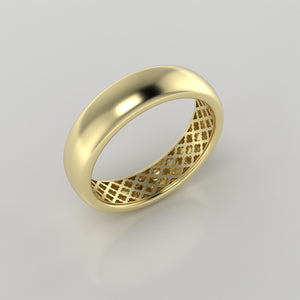 The Radiant Hollow Elegance Gold Band Ring