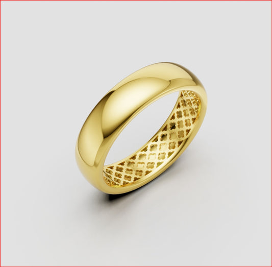 The Radiant Hollow Elegance Gold Band Ring