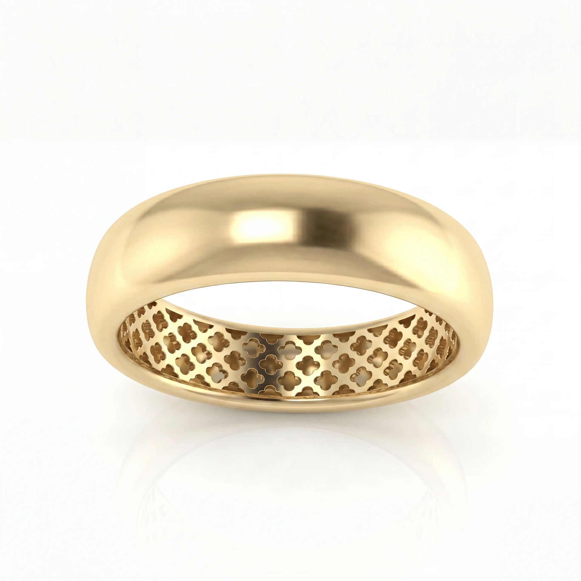 Yellow gold domed band ring - hero