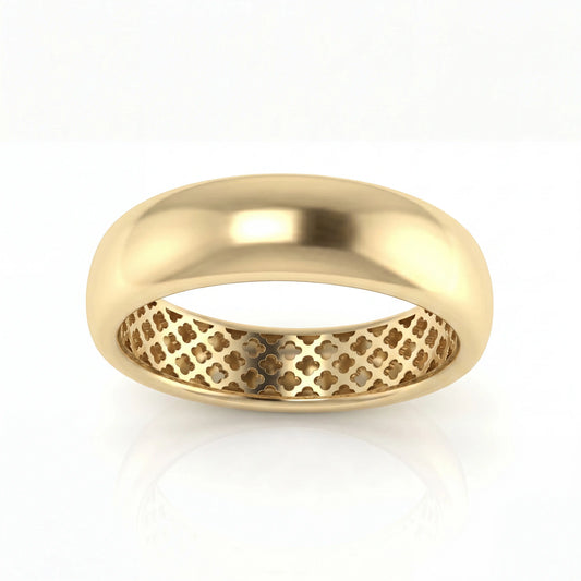 Yellow gold domed band ring - hero