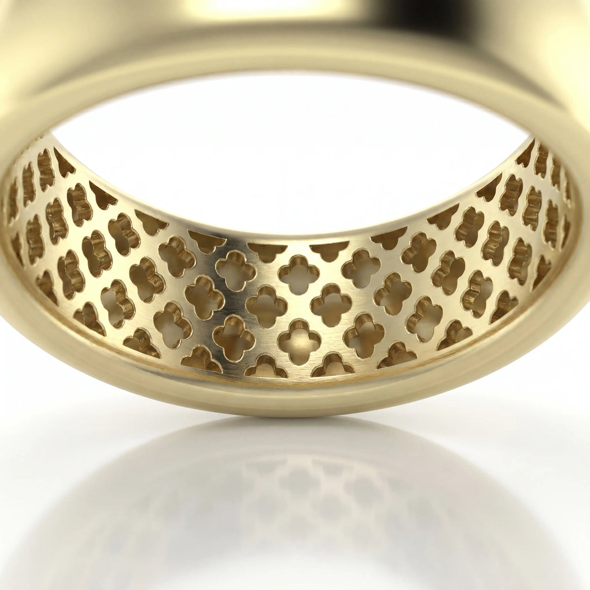Macro detail of quatrefoil cutout pattern