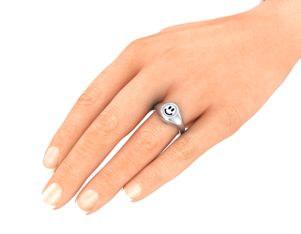 Happy Face Signet Ring