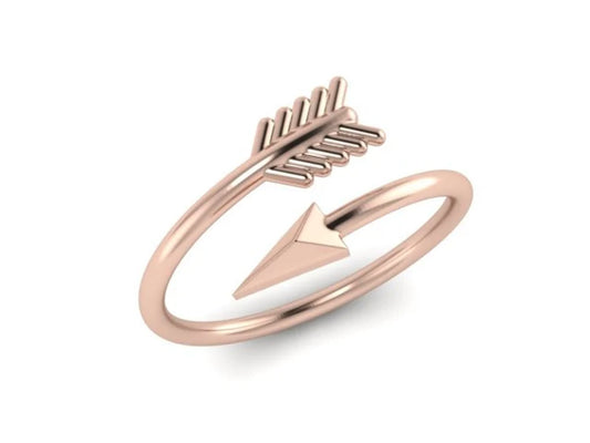 Dainty Arrow Ring made in Solid Gold, Platinum, sterling silver by Mozi jewelry