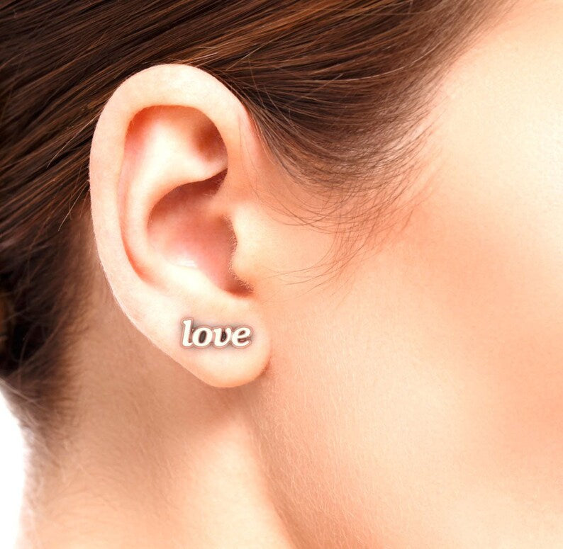 Gold personalized name stud earrings, Personalized Jewelry, Statement earrings, Word earrings, Custom name stud earrings, minimalist jewelry