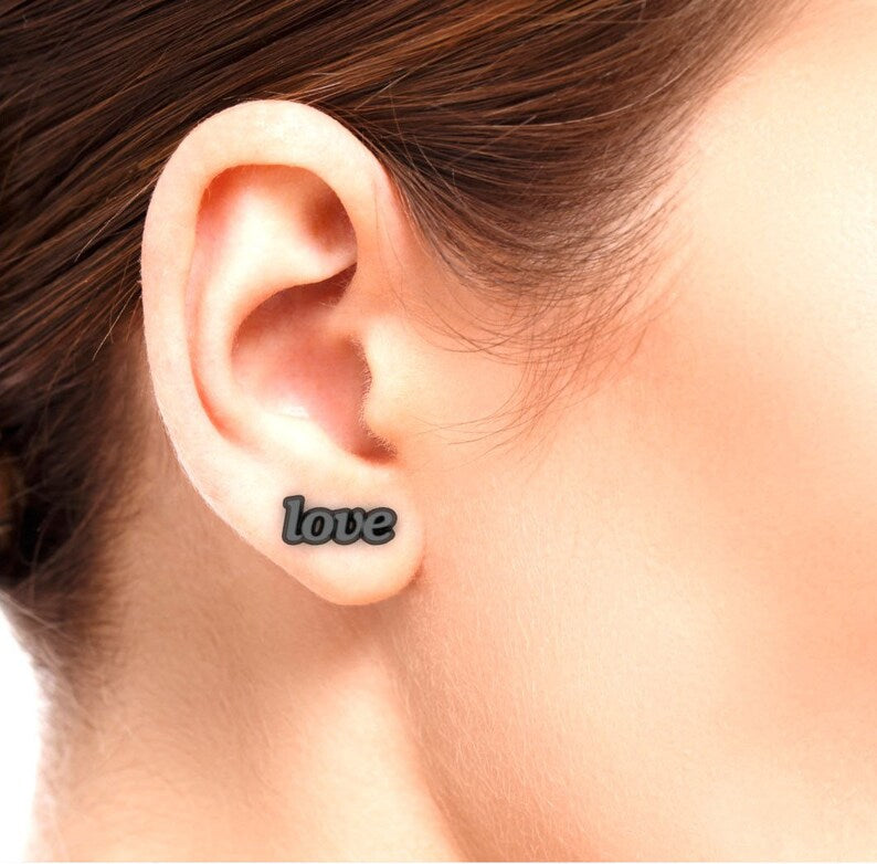 Gold personalized name stud earrings, Personalized Jewelry, Statement earrings, Word earrings, Custom name stud earrings, minimalist jewelry