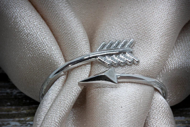 Dainty Arrow Ring made in Solid Gold, Platinum, sterling silver by Mozi jewelry