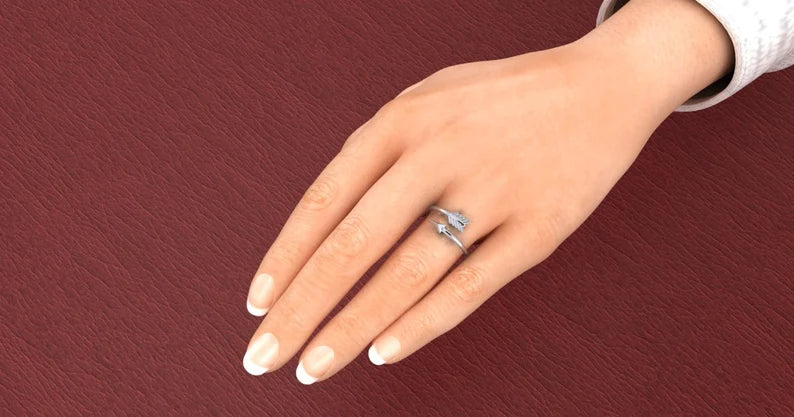 Dainty Arrow Ring made in Solid Gold, Platinum, sterling silver by Mozi jewelry