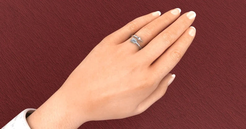 Dainty Arrow Ring made in Solid Gold, Platinum, sterling silver by Mozi jewelry
