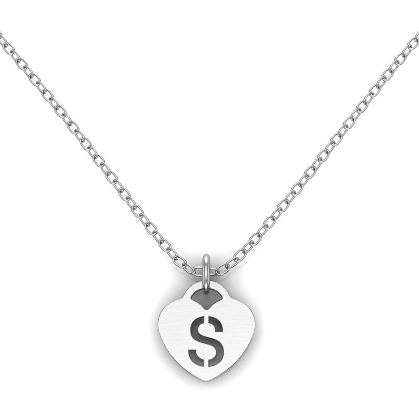 Heart initial cut through necklace