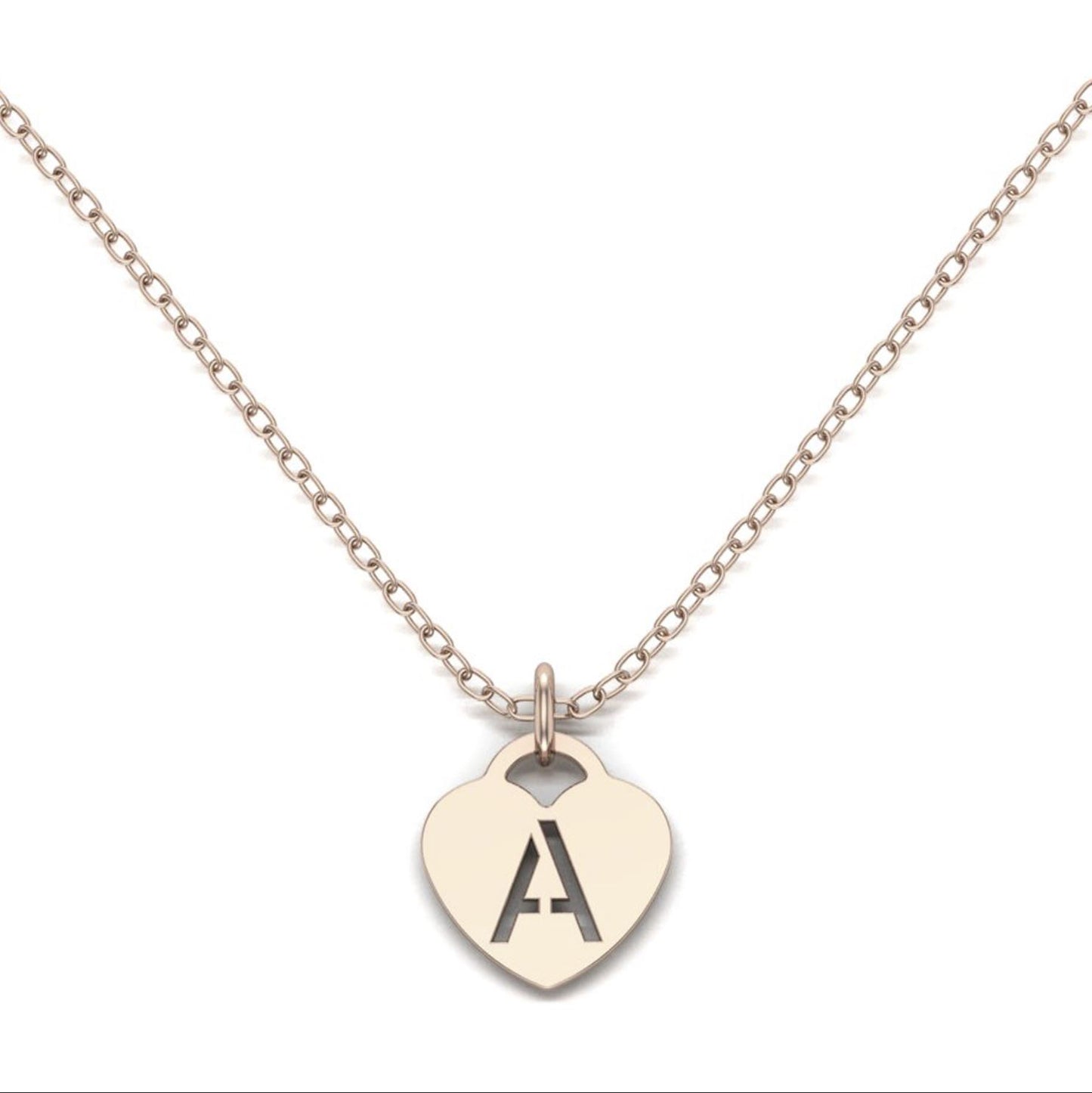 Heart initial cut through necklace